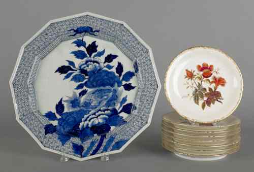 Appraisal: Eight Limoges floral plates th c together with a large