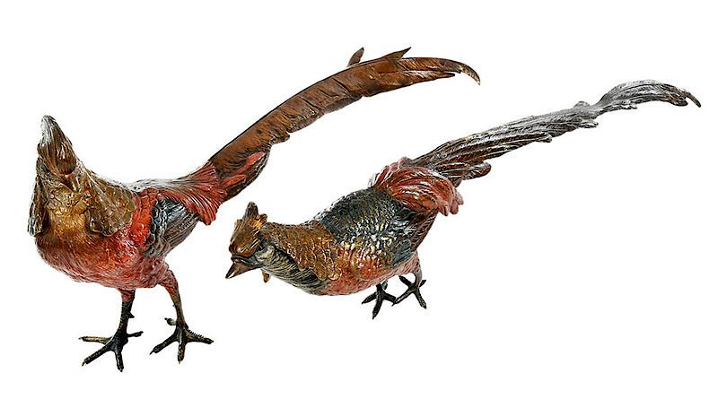 Appraisal: Pair Austrian Cold Painted Bronze Pheasants early th century both