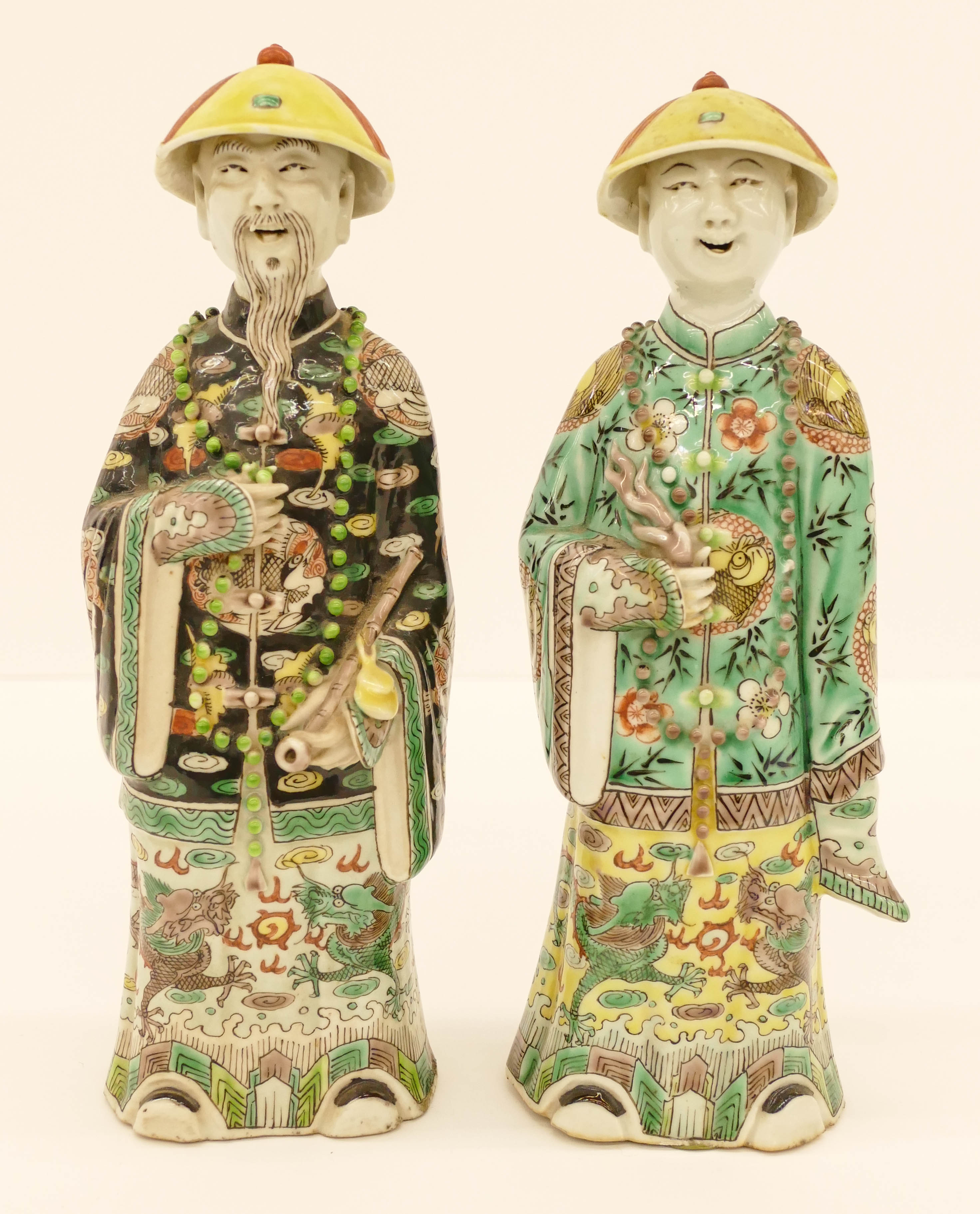 Appraisal: Pair Chinese Qing Emperor Empress Porcelain Figures ''x '' Approx