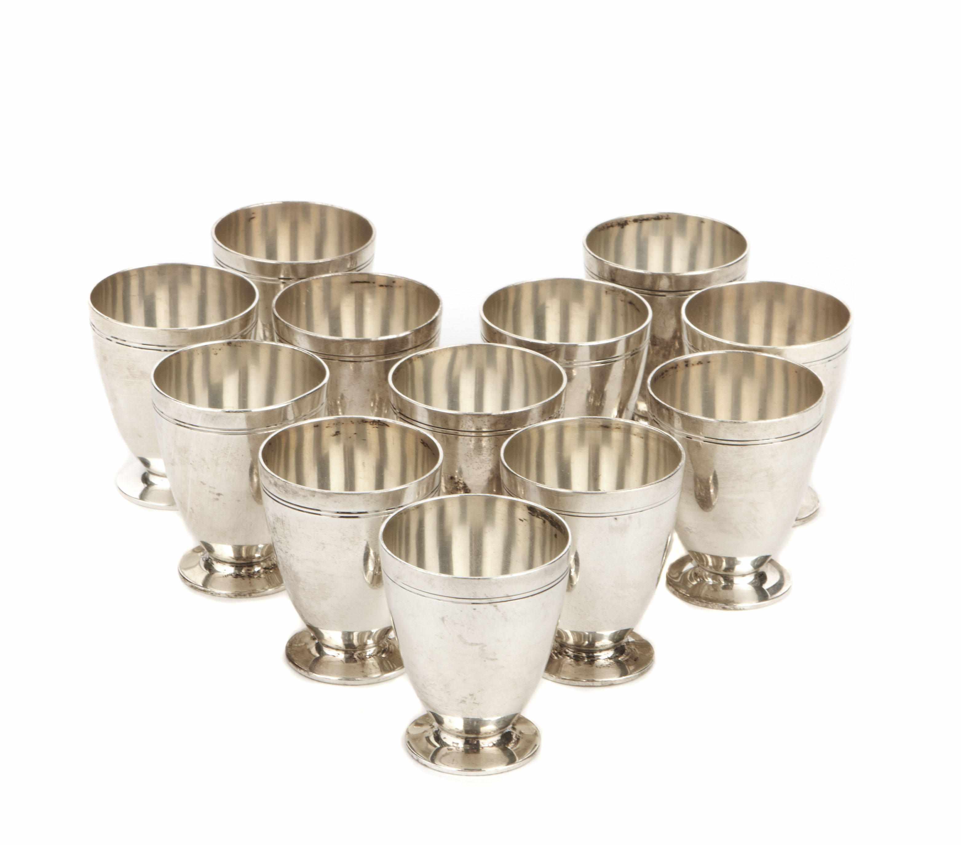 Appraisal: A set of twelve sterling cordial cups Tiffany and Co