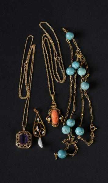 Appraisal: Lot of Jewelry Pieces Description Three necklaces including one coral