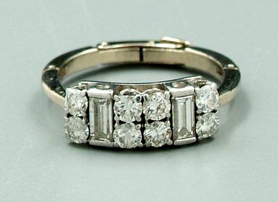 Appraisal: Lady s diamond platinum ring two straight baguette and eight