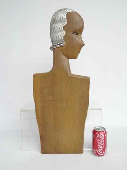 Appraisal: Art Deco flat torso and head mannequin '' W ''