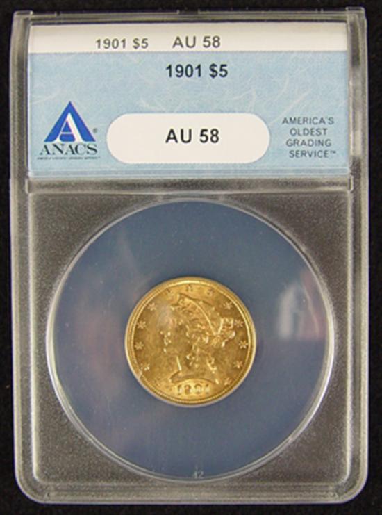 Appraisal: Liberty Gold Coin ANACS certified and graded AU