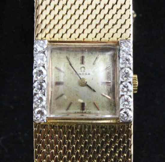 Appraisal: A lady's ct gold and diamond set Omega bracelet wrist