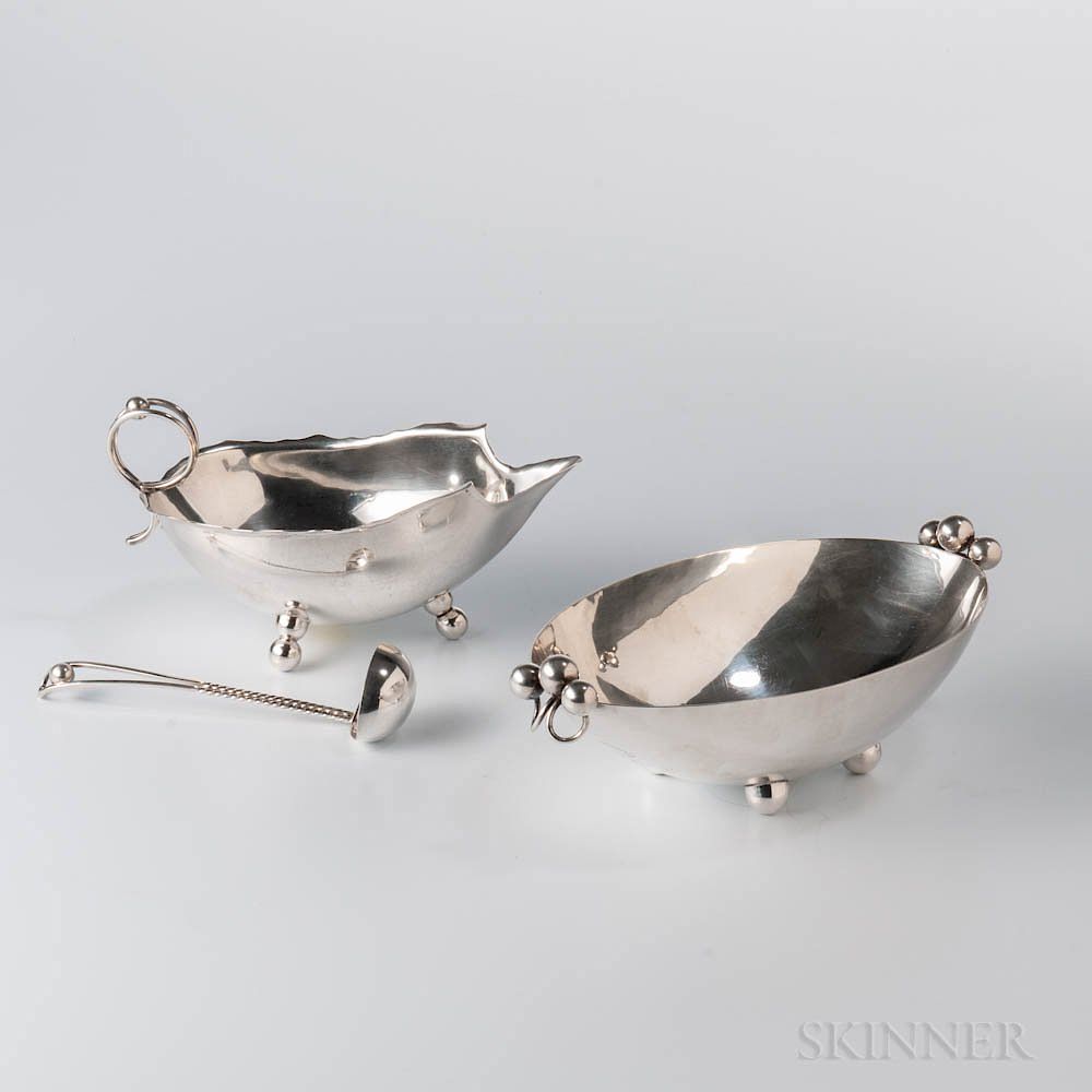 Appraisal: Three Pieces of Alfredo Sciarrotta Sterling Silver Tableware Three Pieces