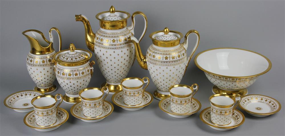 Appraisal: PARIS PORCELAIN GILT DECORATED WHITE GROUND PART COFFEE SERVICE Marc