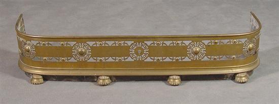 Appraisal: English Brass Fireplace Fender Mid th Century Embossed and pierced