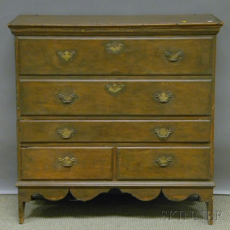 Appraisal: Country Chippendale Poplar Blanket Chest over Three Drawers possibly Hudson