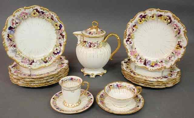 Appraisal: Partial Cauldon Ware china service with pansy and gilt decoration