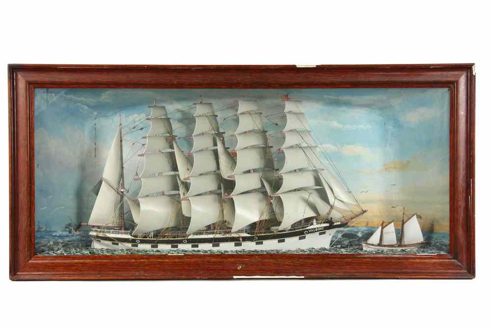 Appraisal: SHIP'S DIORAMA - Ship's Model of Swedish Five-Mast Ship 'Valborg'