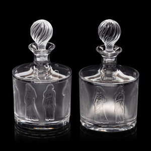 Appraisal: A Pair of Lalique Femmes Decanters Second Half th Century