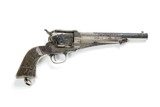 Appraisal: RARE ENGRAVED REMINGTON SINGLE ACTION ARMY REVOLVER American caliber barrel