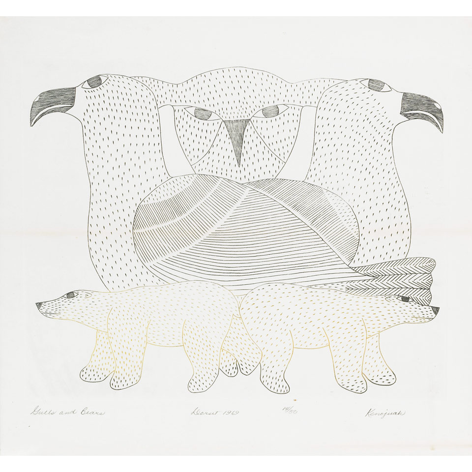 Appraisal: KENOJUAK ASHEVAK - E - Cape Dorset GULLS AND BEARS