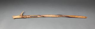 Appraisal: Antler Top Cane c A carved wooden cane with an