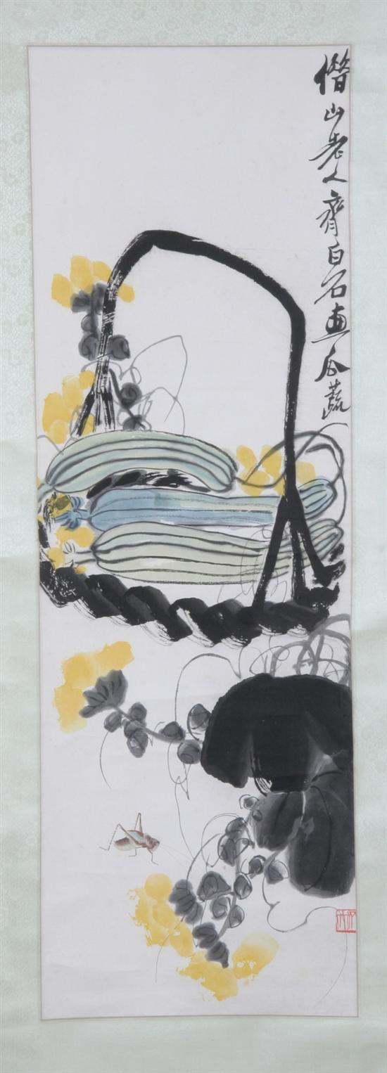 Appraisal: ATTRIBUTED TO QI BAISHI Chinese th century Vegetables Ink and