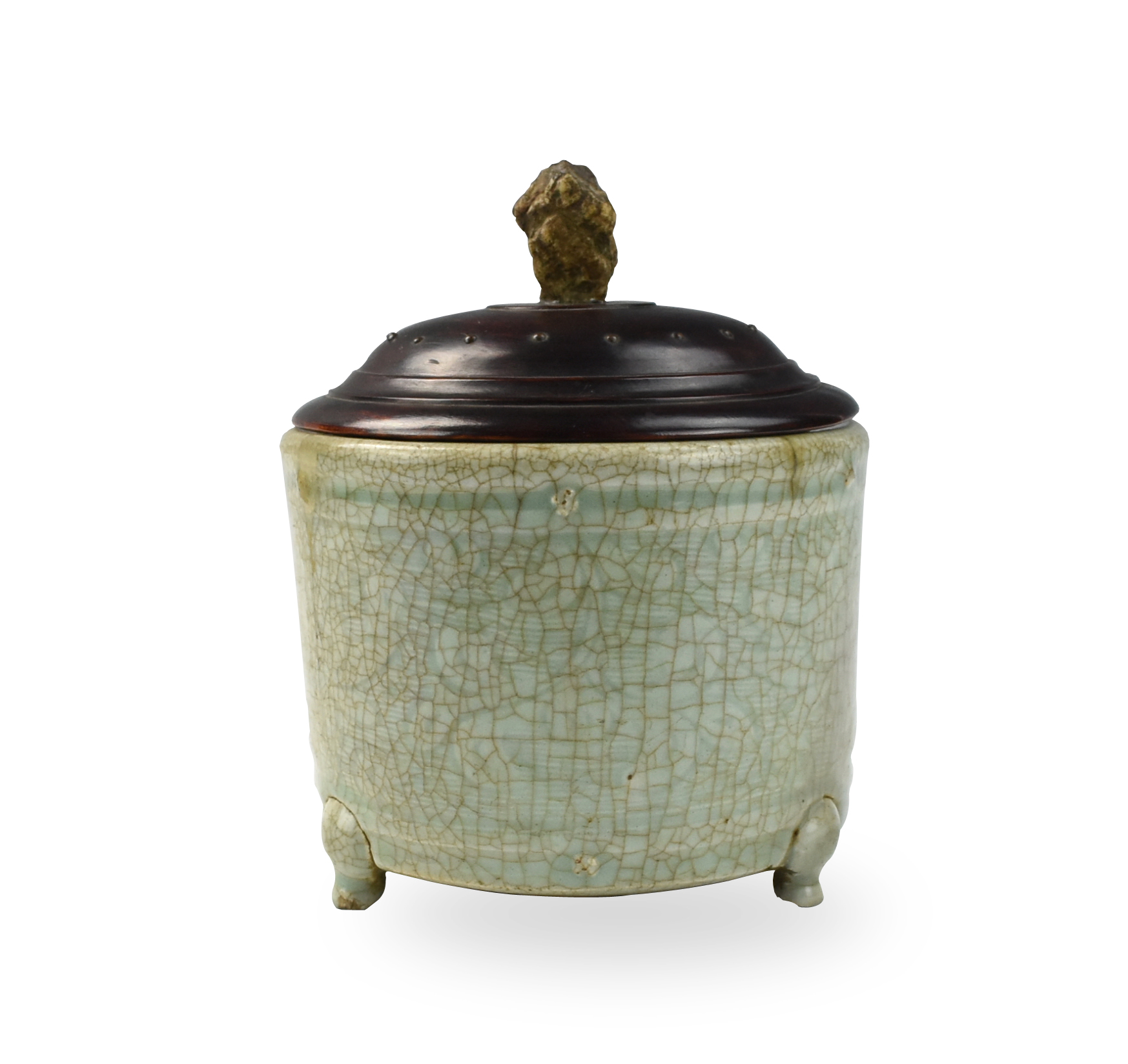 Appraisal: CHINESE LONGQUAN CELADON TRIPOD CENSER YUAN D Chinese Yuan Dynasty