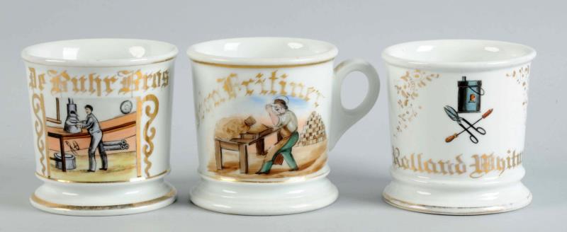 Appraisal: Lot Of Workmen Occupational Shaving Mugs Light to moderate wear