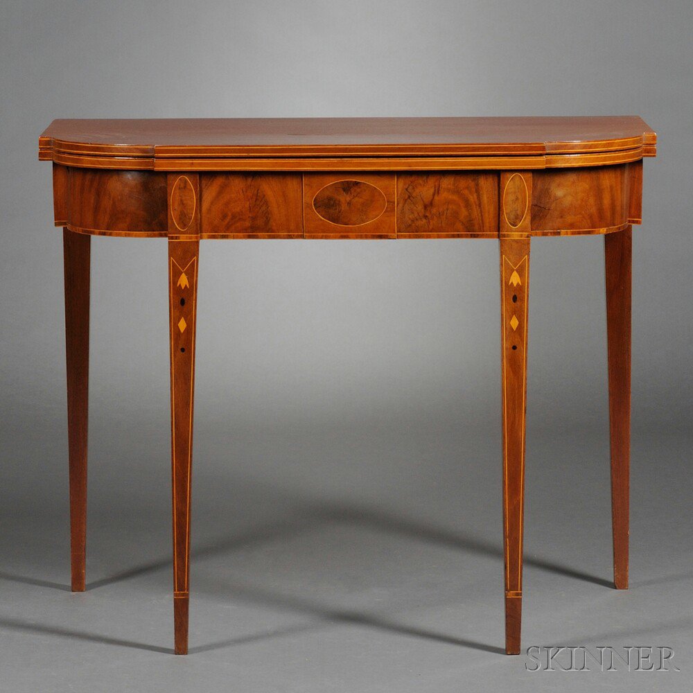 Appraisal: Federal Mahogany Inlaid Card Table probably Massachusetts c the rectangular