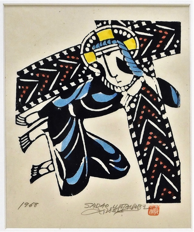 Appraisal: SADAO WATANABE MODERN RELIGIOUS WOODBLOCK PRINT Japan - Mingei print