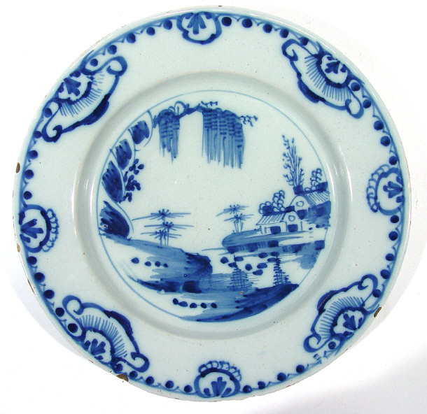 Appraisal: th Century English Delft tin glazed plate painted with pseudo