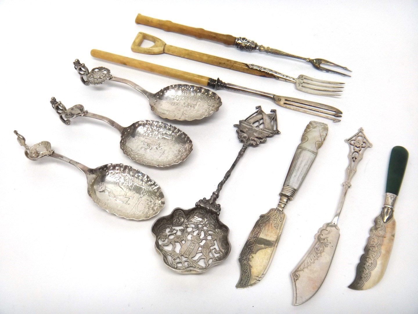 Appraisal: Silver Foreign and plated wares comprising a butter knife the