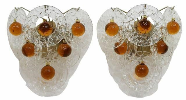 Appraisal: pair Mid-century modern two-light wall sconces c s- s gilt