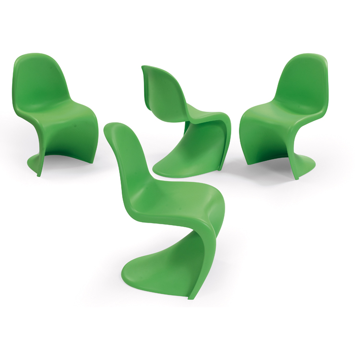 Appraisal: Verner Panton chairs four by Vitra bright green molded polypropylene