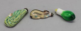 Appraisal: Chinese Snuff Bottles Each comes with stopper Lengths in