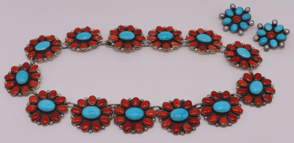 Appraisal: JEWELRY Frederico Jimenez Necklace and Earrings Signed Frederico Jimenez sterling