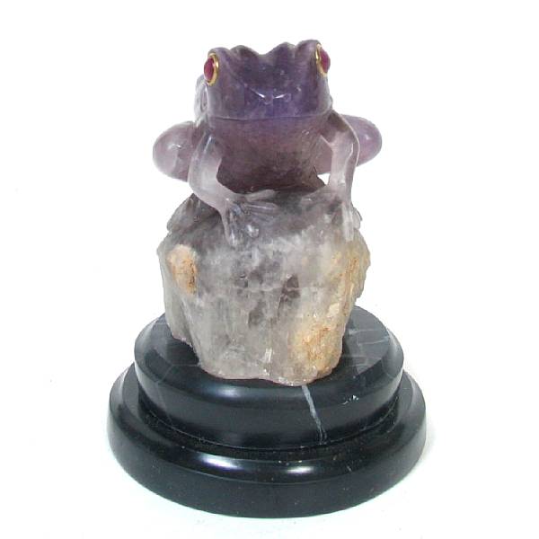 Appraisal: Amethyst Carving of a Frog By Pedro Jimenez III Santa