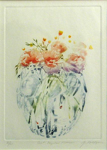 Appraisal: Joseph Goldyne Cut Crystal Flowers Color aquatint and etching printed