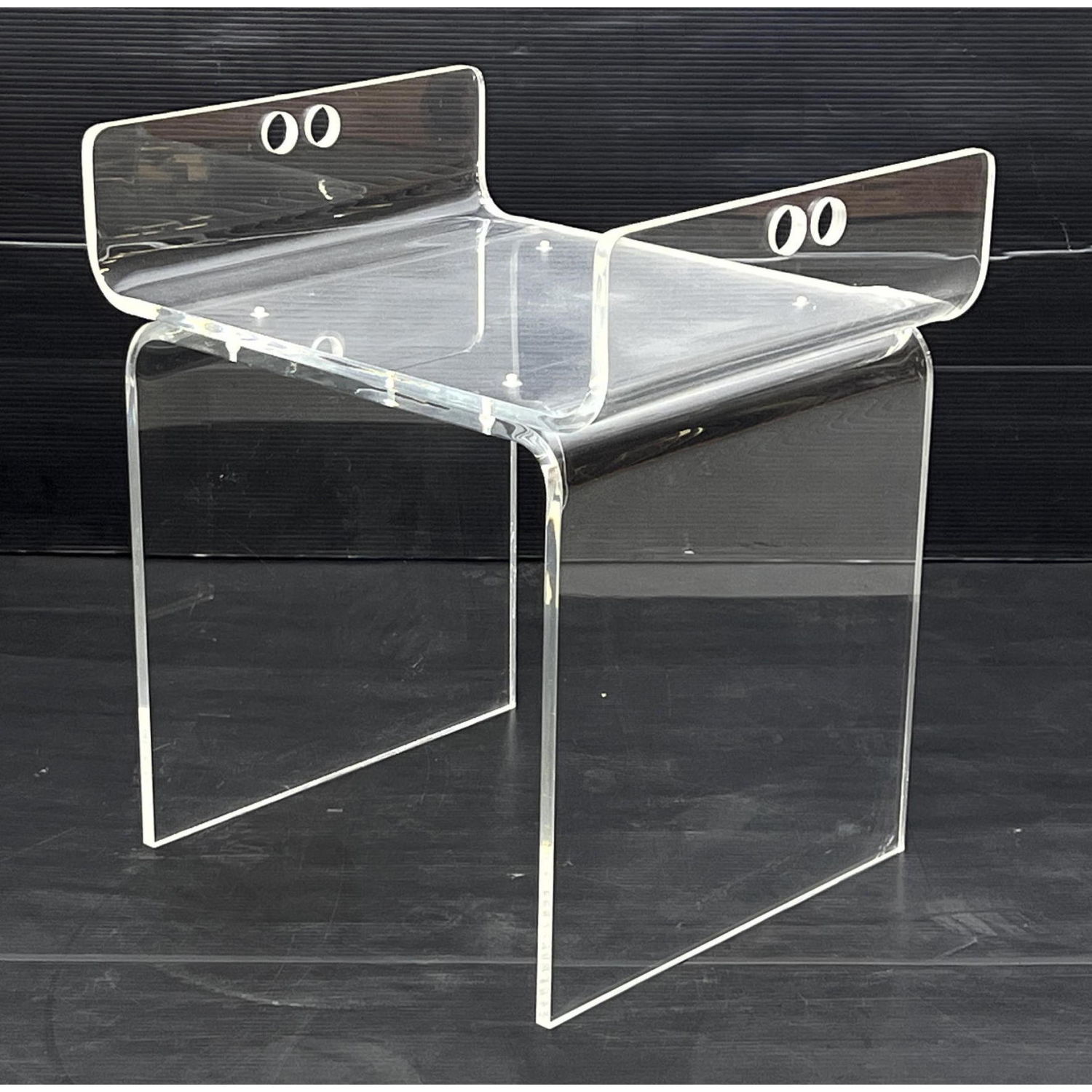 Appraisal: Clear Lucite Vanity Bench Stool Minimalist Form Dimensions H inches