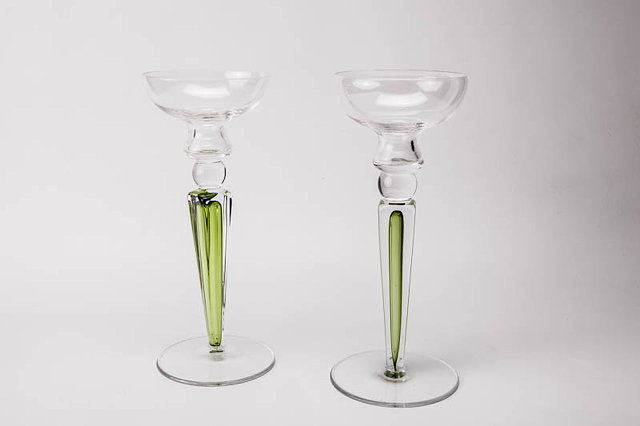 Appraisal: A PAIR OF TH CENTURY GLASS CANDLESTICKS with ogee shaped