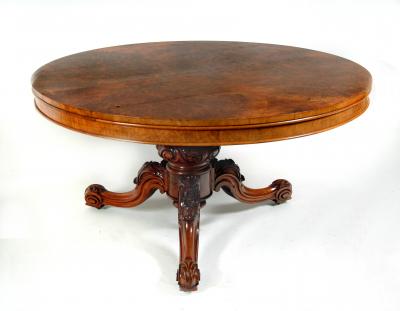 Appraisal: A VICTORIAN WALNUT BREAKFAST TABLE the moulded edged quarter veneered