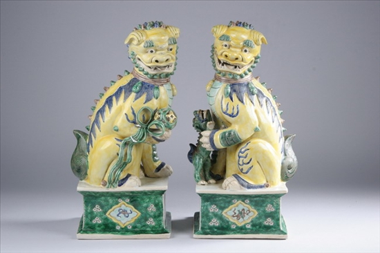 Appraisal: PAIR CHINESE PORCELAIN FU LIONS Circa 's maker's mark Huiguan