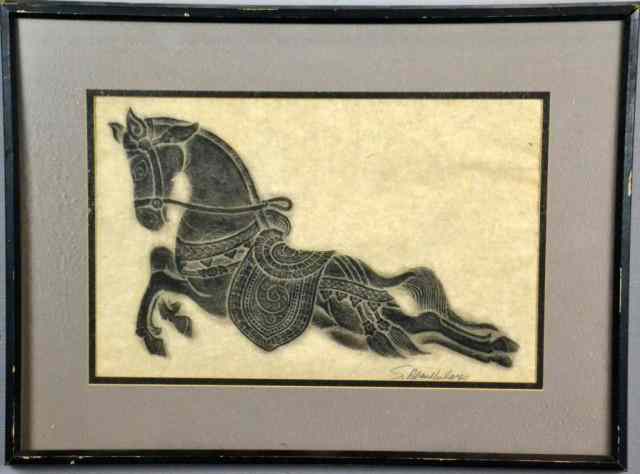 Appraisal: Signed Rubbing Of A Horse On Rice PaperDepicting a black