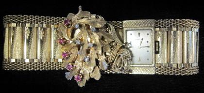 Appraisal: Lady's karat yellow gold 'retro' bracelet wristwatchgeneve