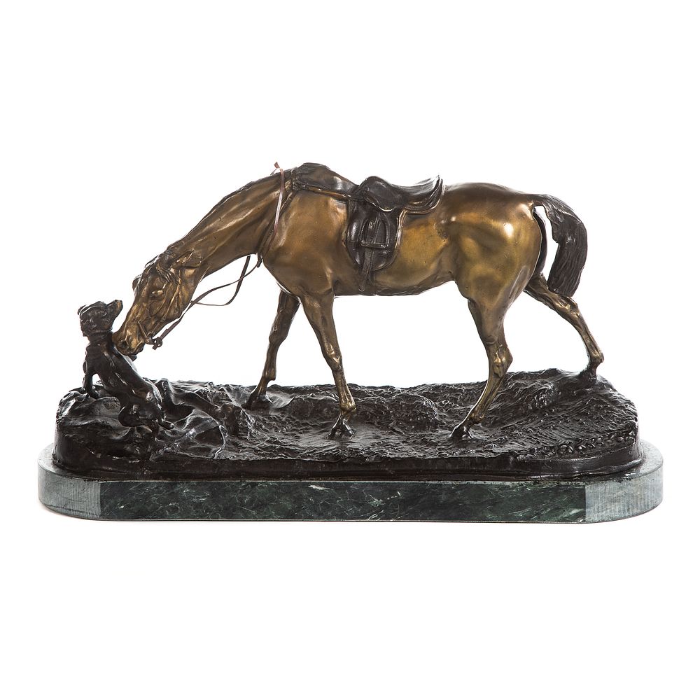 Appraisal: After P J Mene Horse and Dog Bronze in H