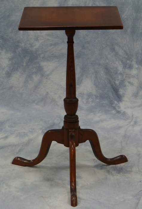 Appraisal: Square cherry Federal candlestand on cabriole tripod base w x