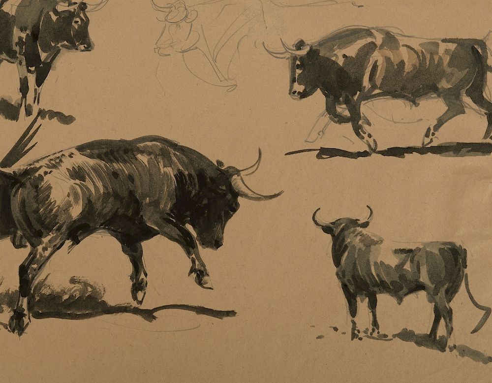 Appraisal: Edward Borein Four Bulls Four Bulls Artist Name Borein Edward