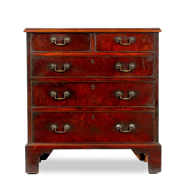 Appraisal: A GEORGE III MAHOGANY CHEST OF TWO SHORT AND THREE