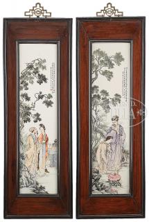 Appraisal: IMPORTANT PAIR OF PORCELAIN PLAQUES BY WANG DAFAN Republic Period