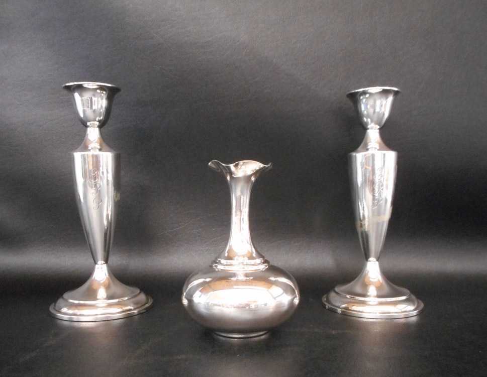 Appraisal: AMERICAN STERLING SILVER TABLEWARE candlestick by maker U S A