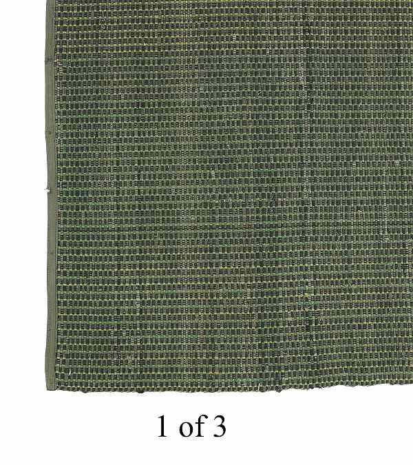 Appraisal: Three pieces of green striped rag rug early th c