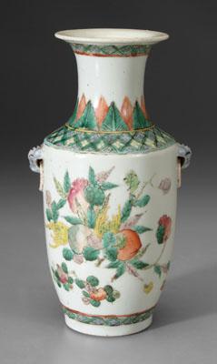 Appraisal: Chinese famille verte vase spade shaped with beast-head and ring