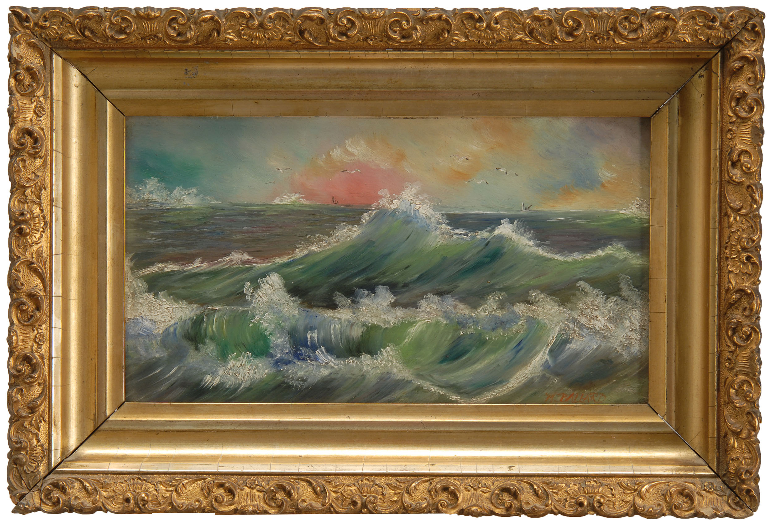 Appraisal: FRAMED PAINTING AMERICAN SCHOOL th Century Seascape Untraced signature lower