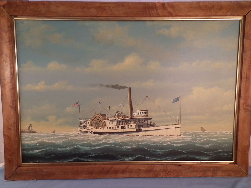 Appraisal: COLACICCO PAINTING SHIPS Beautiful contemporary oil painting on masonite of