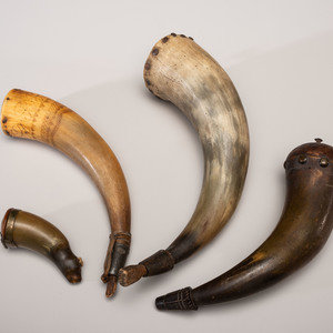 Appraisal: Four Powder Horns Late th th Century including one example