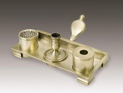 Appraisal: A small George II rectangular inkstand on four bracket feet